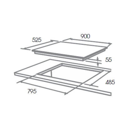 Elica 90 cm 4 Burner Hob Direct Flame Series FLEXI DFS FB MFC 4B 91