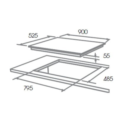 Elica 90 cm 4 Burner Hob Direct Flame Series DFS FB MFC 4B 91 FFD