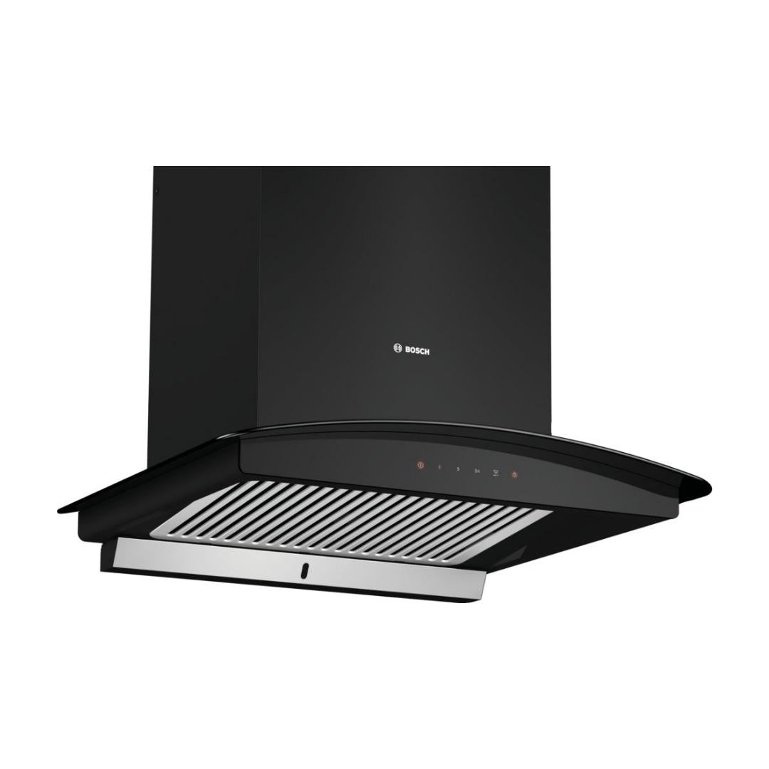 Bosch 60 cm Wall Mounted Chimney Self Clean Series DWHA68G60I + Bosch 75 cm 4 Burner Hob True Brass 2D PNI7B6F20I