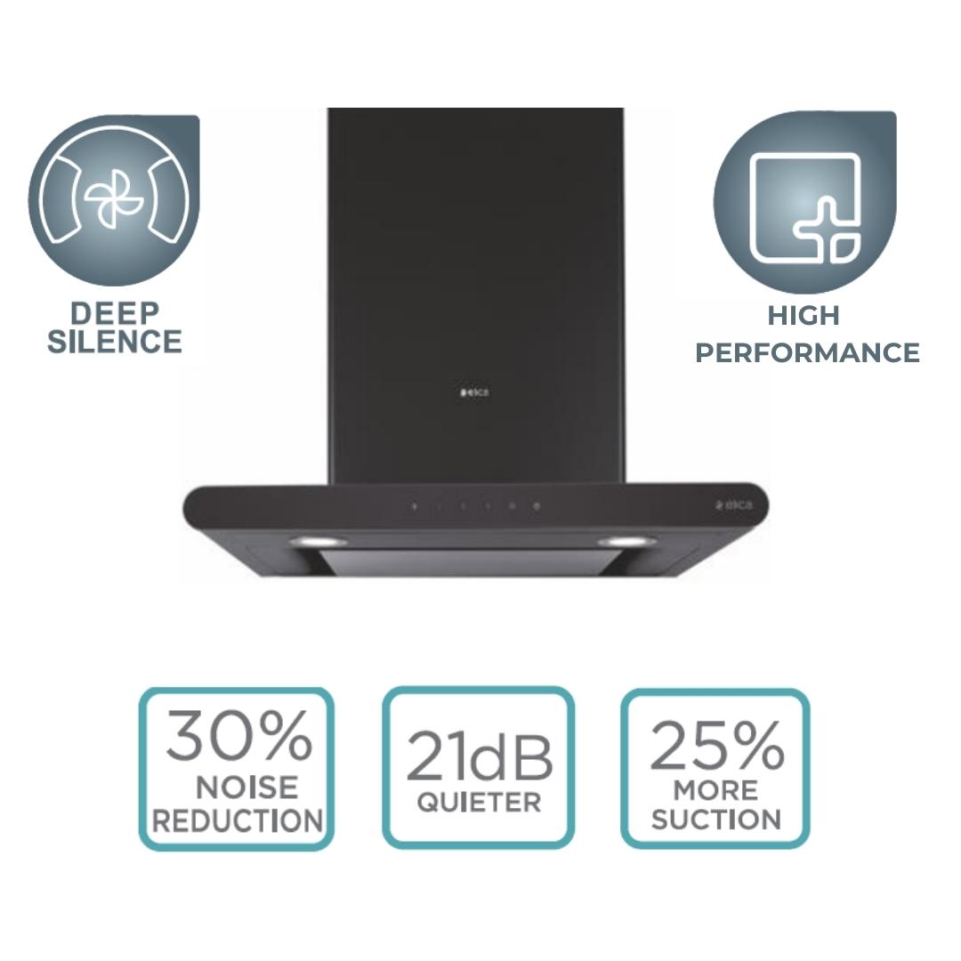 Elica 60 cm Wall Mounted Chimney EDS Deep Silence Series GALAXY EDS HE LTW 60 NERO T4V LED