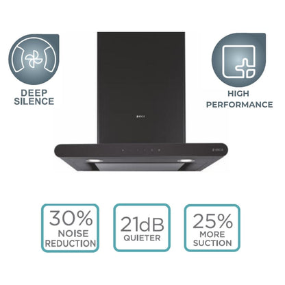Elica 60 cm Wall Mounted Chimney EDS Deep Silence Series GALAXY EDS HE LTW 60 NERO T4V LED
