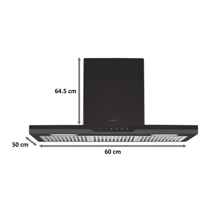 Elica 60 cm Wall Mounted Chimney Decorative Series METEORITE ETB PLUS LTW 60 NERO T4V LED
