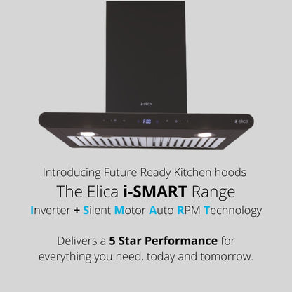 Elica 90 cm Wall Mounted Chimney Ismart Series ISMART GALAXY BF LTW 90 NERO