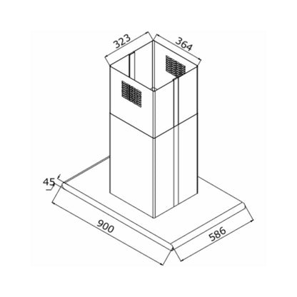 Elica 90 cm Island Chimney Ismart Series ISMART GALAXY EDS ISLAND LTW 90 NERO