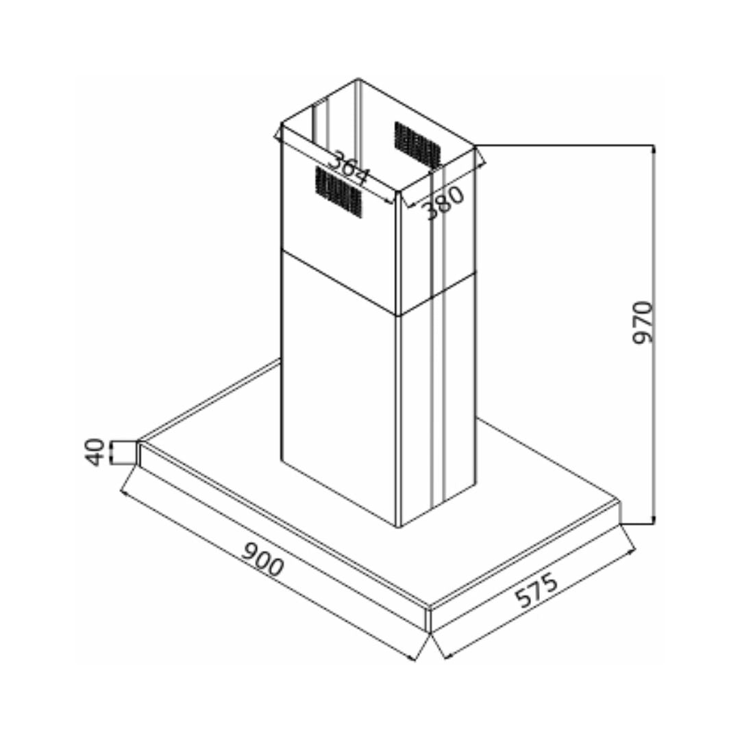 Elica 90 cm Island Chimney Ismart Series ISMART SPOT H4 EDS ISLAND LTW 90 NERO