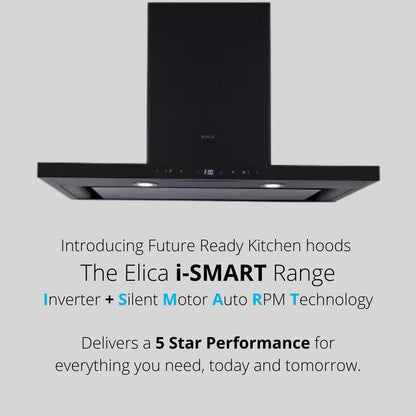 Elica 90 cm Wall Mounted Chimney Ismart Series ISMART SPOT H4 EDS LTW 90 NERO