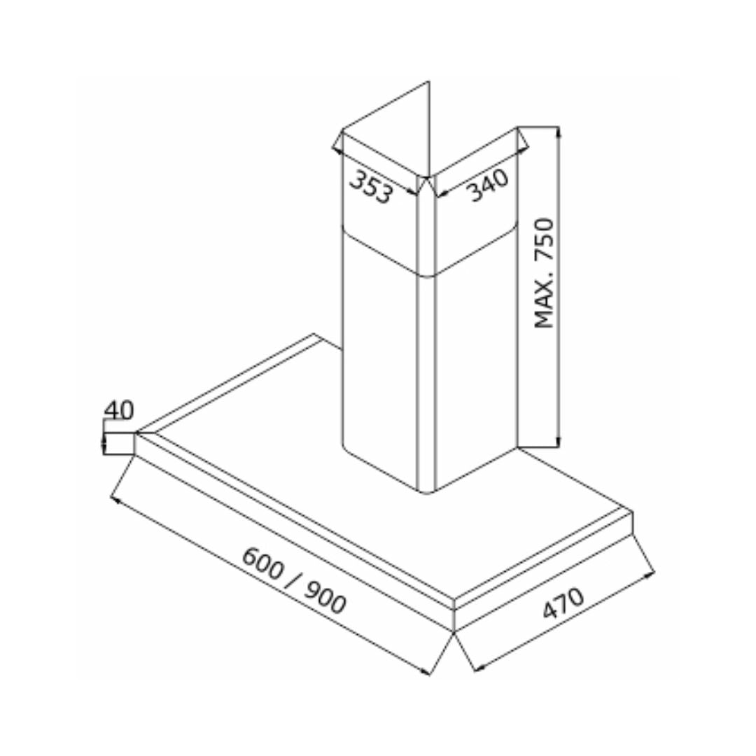 Elica 90 cm Wall Mounted Chimney Ismart Series ISMART SPOT H4 EDS LTW 90 NERO