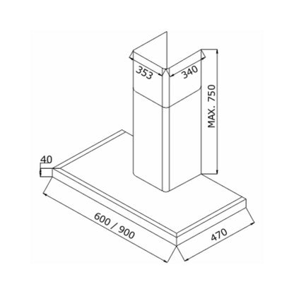 Elica 90 cm Wall Mounted Chimney Ismart Series ISMART SPOT H4 EDS LTW 90 NERO
