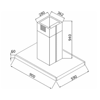 Elica 90 cm Island Chimney Ismart Series ISMART SPOT H6 BF ISLAND LTW 90 NERO