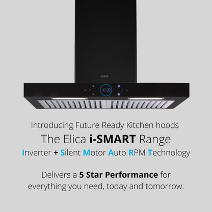 Elica 60 cm Wall Mounted Chimney Ismart Series ISMART SPOT H6 BF LTW 60 NERO