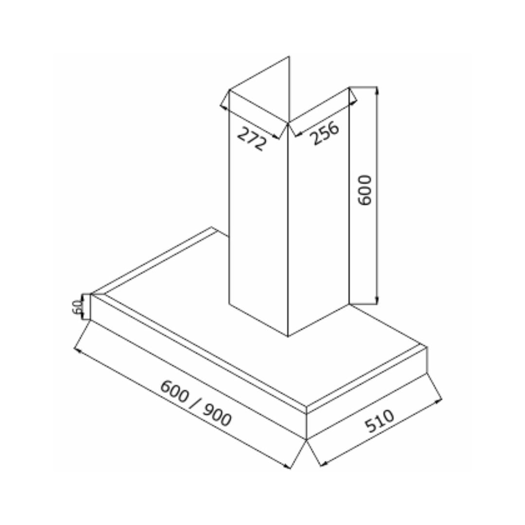 Elica 60 cm Wall Mounted Chimney Ismart Series ISMART SPOT H6 BF LTW 60 NERO
