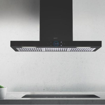 Elica 90 cm Wall Mounted Chimney Ismart Series ISMART SPOT H6 BF LTW 90 NERO + Elica 90 cm 4 Burner Hob Direct Flame Series FLEXI DFS FB 4B 91 TX