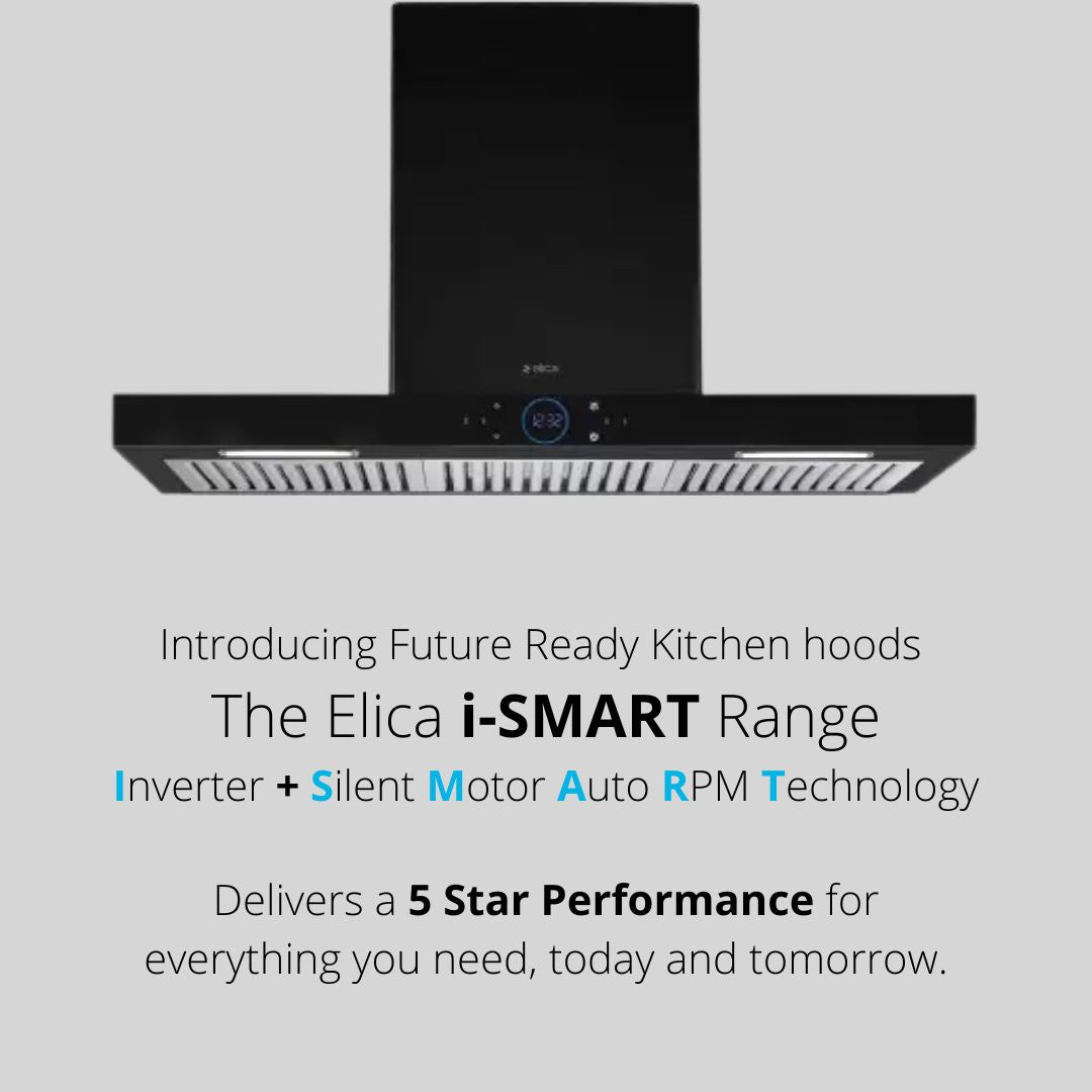 Elica 90 cm Wall Mounted Chimney Ismart Series ISMART SPOT H6 BF LTW 90 NERO