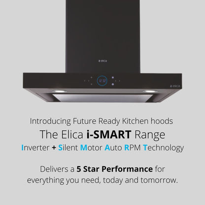 Elica 60 cm Wall Mounted Chimney Ismart Series ISMART SPOT H6 EDS LTW 60 NERO + Elica 60 cm 4 Burner Hob Direct Flame Series FLEXI DFS FB 4B 60 DX