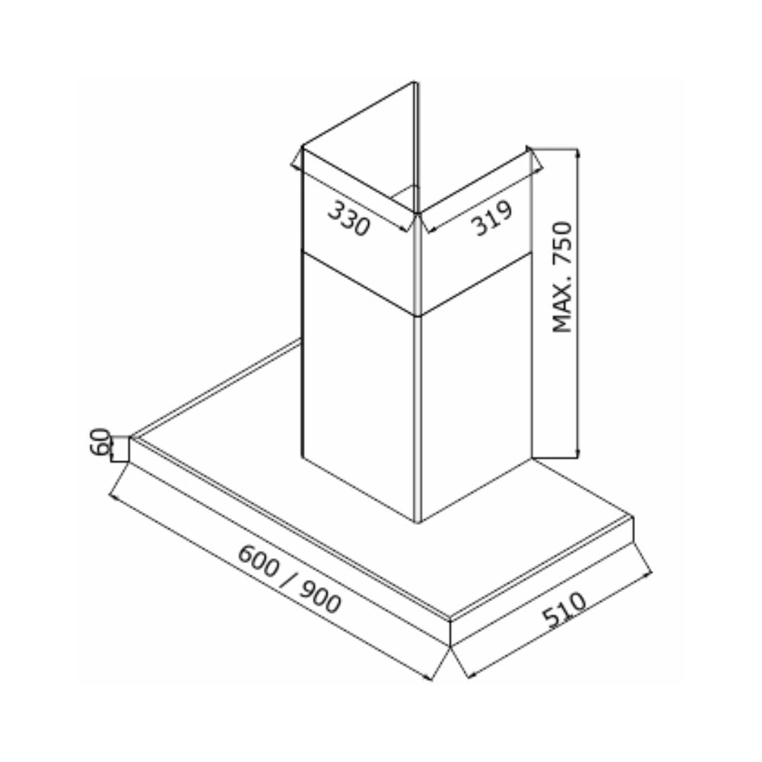 Elica 60 cm Wall Mounted Chimney Ismart Series ISMART SPOT H6 EDS LTW 60 NERO