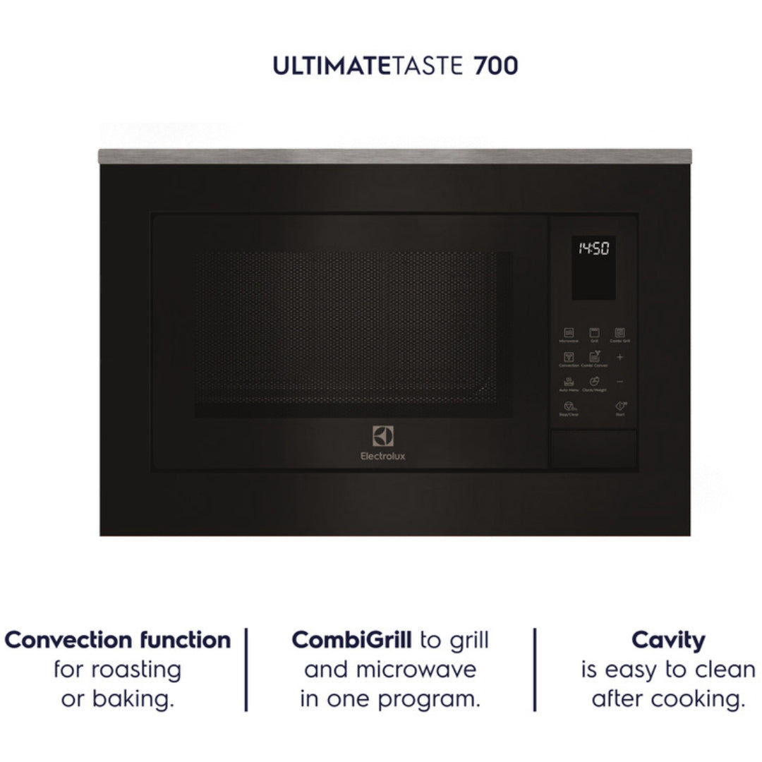Electrolux Built In Oven UltimateTaste 300 KOH3H00BK + Electrolux Built-In Convection Microwave UltimateTaste 700 EMSB25XC + Electrolux 90 cm Wall Mounted Chimney UltimateTaste 700 Series ECT9841KB + Electrolux 90 cm 4 Burner Hob UltimateTaste 300 EHG9430BCI