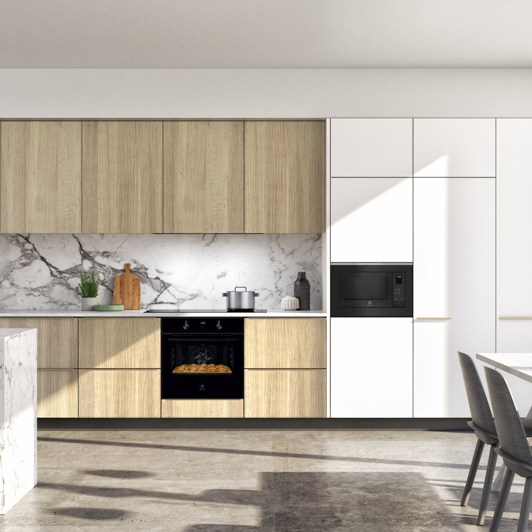Electrolux Built In Oven UltimateTaste 300 KOH3H00BK + Electrolux Built-In Convection Microwave UltimateTaste 700 EMSB25XC + Electrolux 90 cm Wall Mounted Chimney UltimateTaste 700 Series ECT9841KB + Electrolux 90 cm 4 Burner Hob UltimateTaste 300 EHG9430BCI