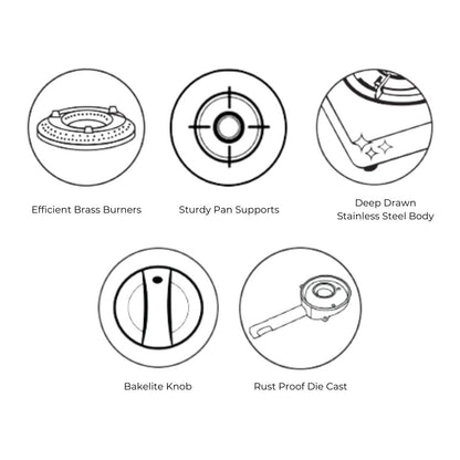 Hindware 66 cm 4 Burner Cooktop Festo Series FESTO 4B