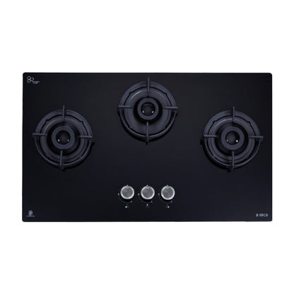 Elica 75 cm Wall Mounted Chimney WDAT HAC 75 MS NERO + Elica 75 cm 3 Burner Hob Lotus Series FLEXI 375 LOTUS IND HD BRASS