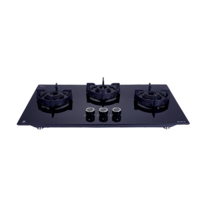 Elica 75 cm Wall Mounted Chimney WDAT HAC 75 MS NERO + Elica 75 cm 3 Burner Hob Lotus Series FLEXI 375 LOTUS IND HD BRASS