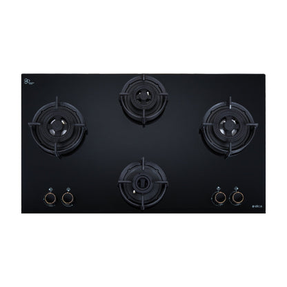 Elica 90 cm Wall Mounted Chimney Ismart Series ISMART SPOT H6 BF LTW 90 NERO + Elica 90 cm 4 Burner Hob DFS AB Series FLEXI DFS AB 4B 91 TX