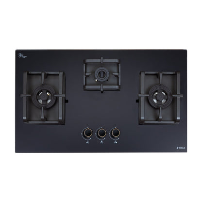 Elica 75 cm Wall Mounted Chimney EFL 3V 751 HAC LTW MS NERO + Elica 75 cm 3 Burner Hob DFS PRO AB Series FLEXI DFS PRO AB 3B 75 DX