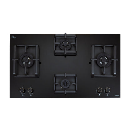 Elica 90 cm Wall Mounted Chimney EFL 3V 901 HAC LTW MS NERO + Elica 90 cm 4 Burner Hob DFS PRO AB Series FLEXI DFS PRO AB 4B 91 DX