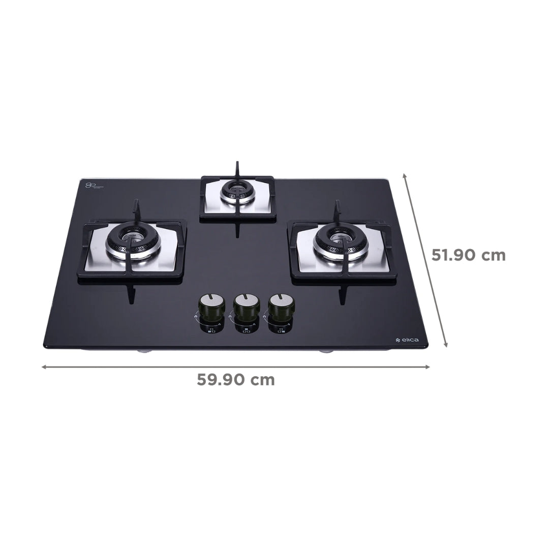 Elica 60 cm 3 Burner Hob Flexi Series FLEXI HCT 360 DX LOTUS BK