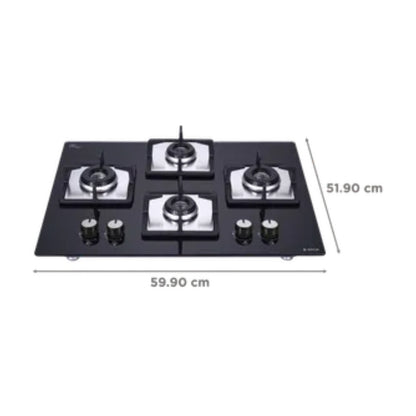 Elica 60 cm 4 Burner Hob Flexi Series FLEXI HCT 460 DX LOTUS BK