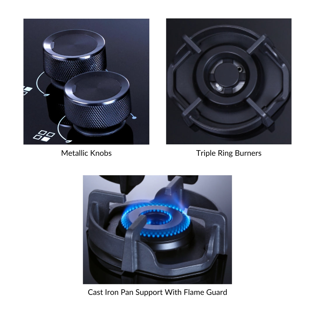 Elica 60 cm 3 Burner Hob Hexa IND Lotus FLEXI HEXA 360 LOTUS IND HD BRASS