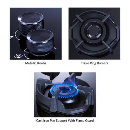 Elica 60 cm 3 Burner Hob Hexa IND Lotus FLEXI HEXA 360 LOTUS IND HD BRASS