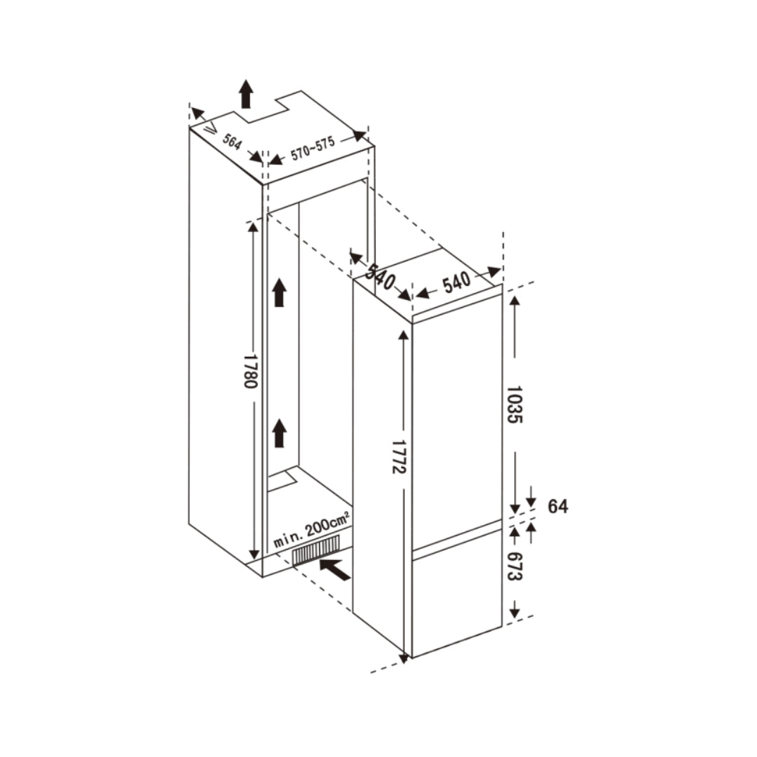 Carysil Built-In Built-In Refrigerator 240 Ltrs Built In Refrigerator