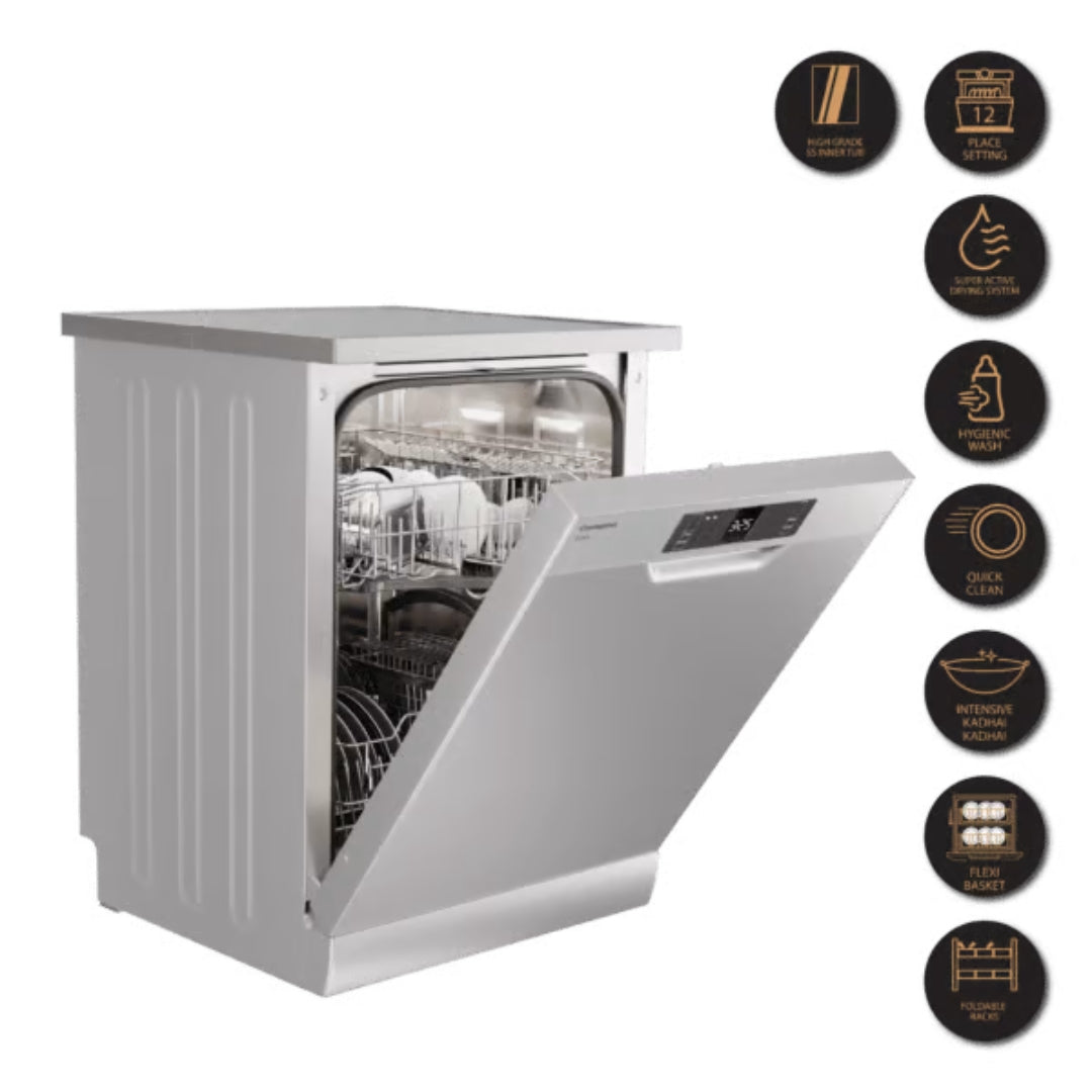 Crompton Free Standing Dishwasher Viola FS-DWVOA12PS-DS with 13 Place Settings