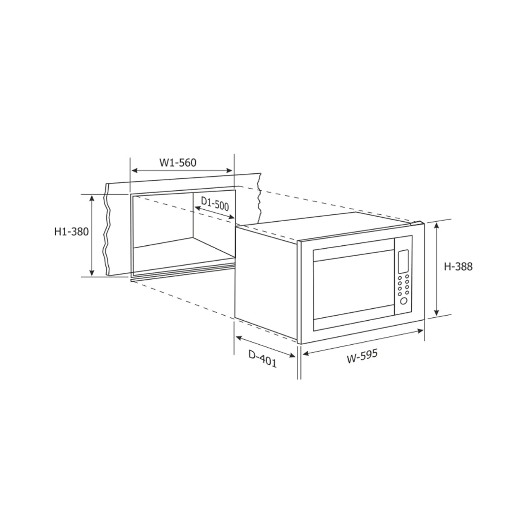 Glen Built In Oven BO 651 MRT BLACK + Glen Built-In Microwave MO 675