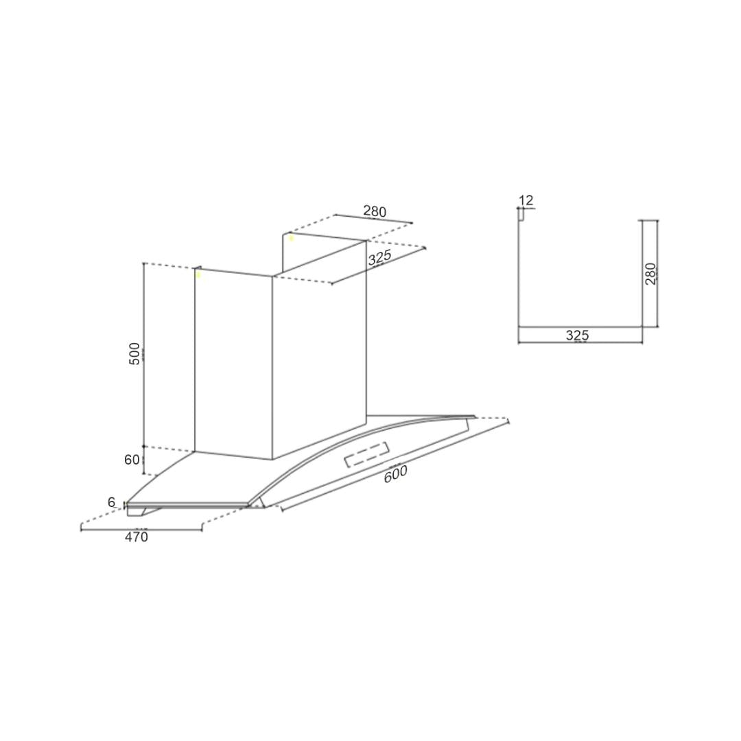 Glen 60 cm Wall Mounted Chimney Filterless Series CH 6067 BL BLDC AC 60