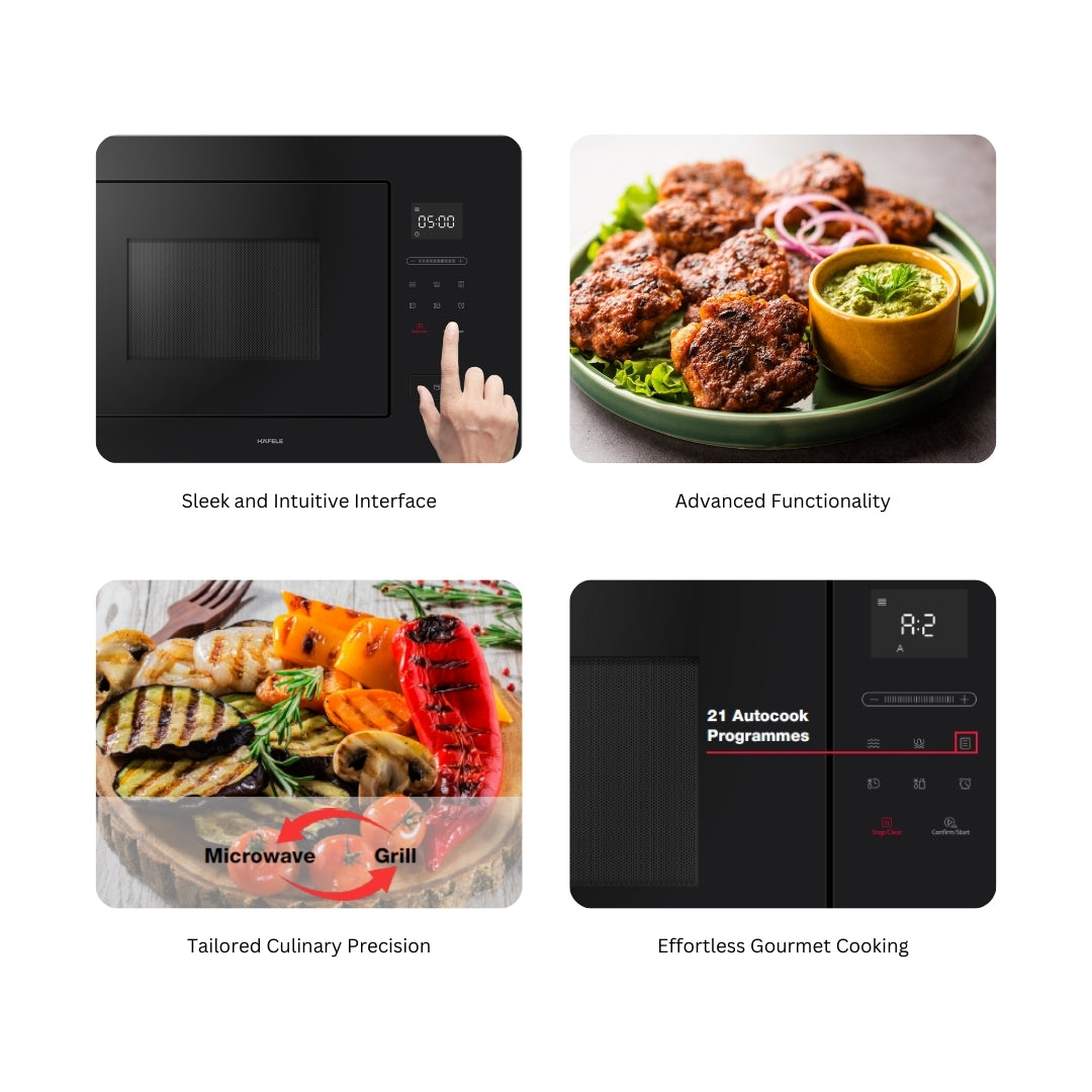 Hafele Built In Oven with Full Steam MIDORA FULL STEAM OVEN + Hafele Built-In Microwave ENZO 28 + Hafele 90 cm Wall Mounted Chimney TERESA T-90 BLDC + Hafele 90 cm 5 Burner Hob Cronus Series CRONUS 590 + Hafele Free Standing Dishwasher AQUA CHROME 13 FS with 13 Place Settings