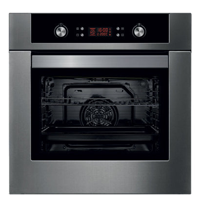 Hafele Built In Oven RIBB 70 + Hafele Built-In Microwave MARIA 28 + Hafele 60 cm Wall Mounted Chimney Essentia Series RENATA INCLINED 60 + Hafele 60 cm 3 Burner Hob Essentia Series VERENA 360