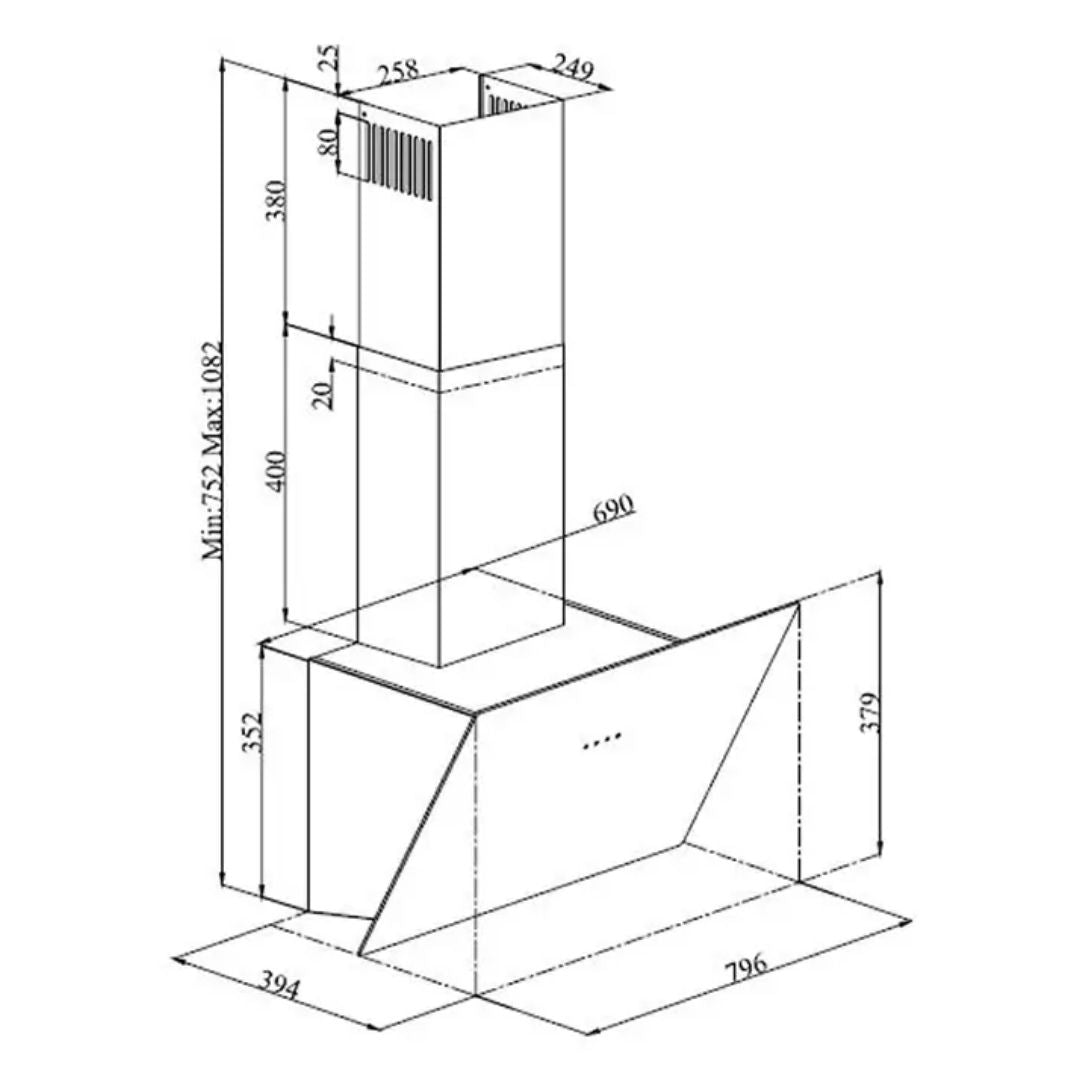 Hafele 80 cm Wall Mounted Chimney BISCOTTI 80