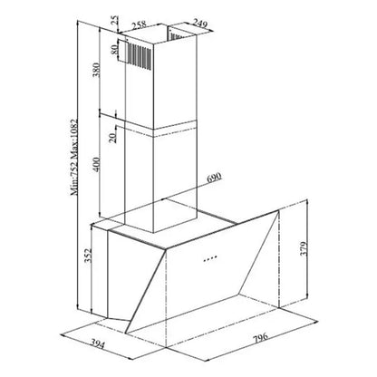 Hafele 80 cm Wall Mounted Chimney BISCOTTI 80