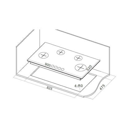 Hafele 90 cm 4 Burner Hob Vortex Series VORTEX 490