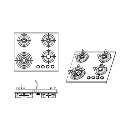 Hafele 60 cm 4 Burner Hob Zeta Plus Series ZETA PLUS 460