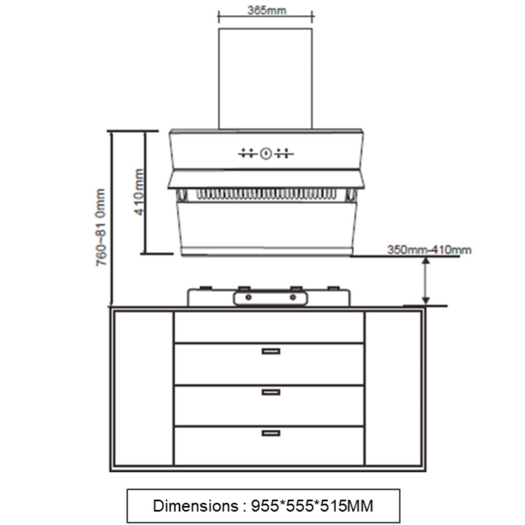 Hafele 90 cm Wall Mounted Chimney TERESA 90 PLUS