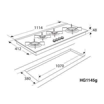 Asko 110 cm 4 Burner Hob Asko Series HG1145AB