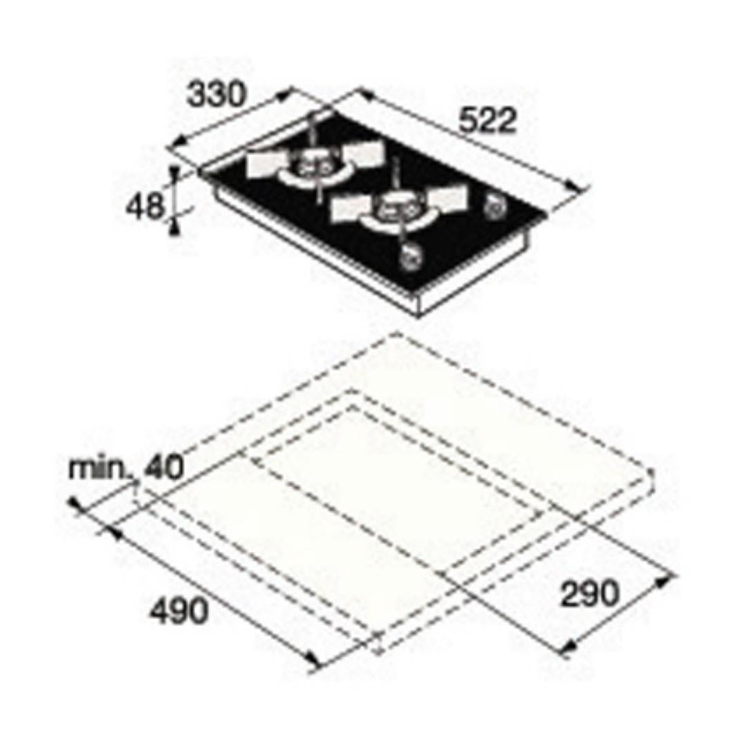 Asko 33 cm 2 Burner Hob Asko Series HG1355GB