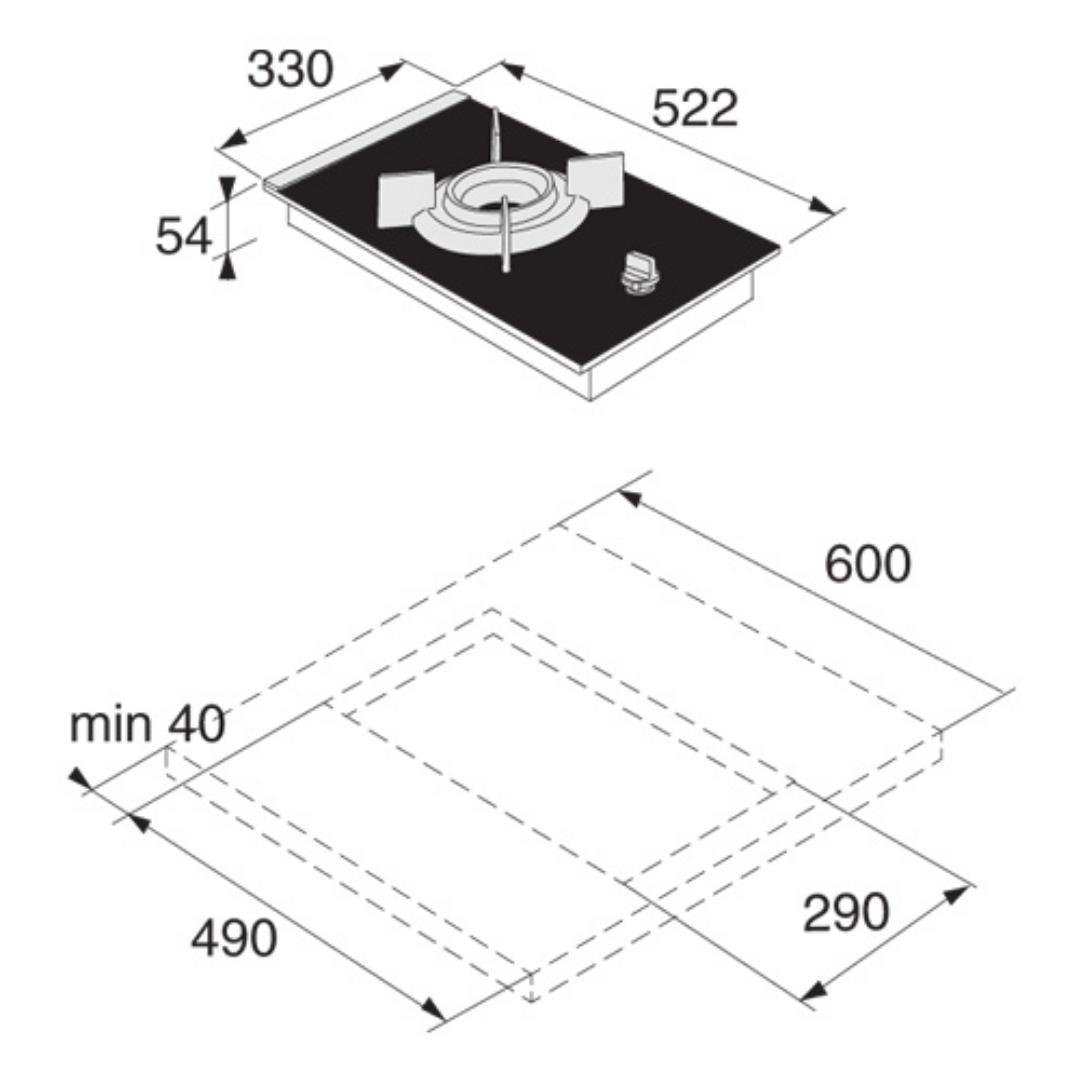 Asko 33 cm 1 Burner Hob Asko Series HG1365GB