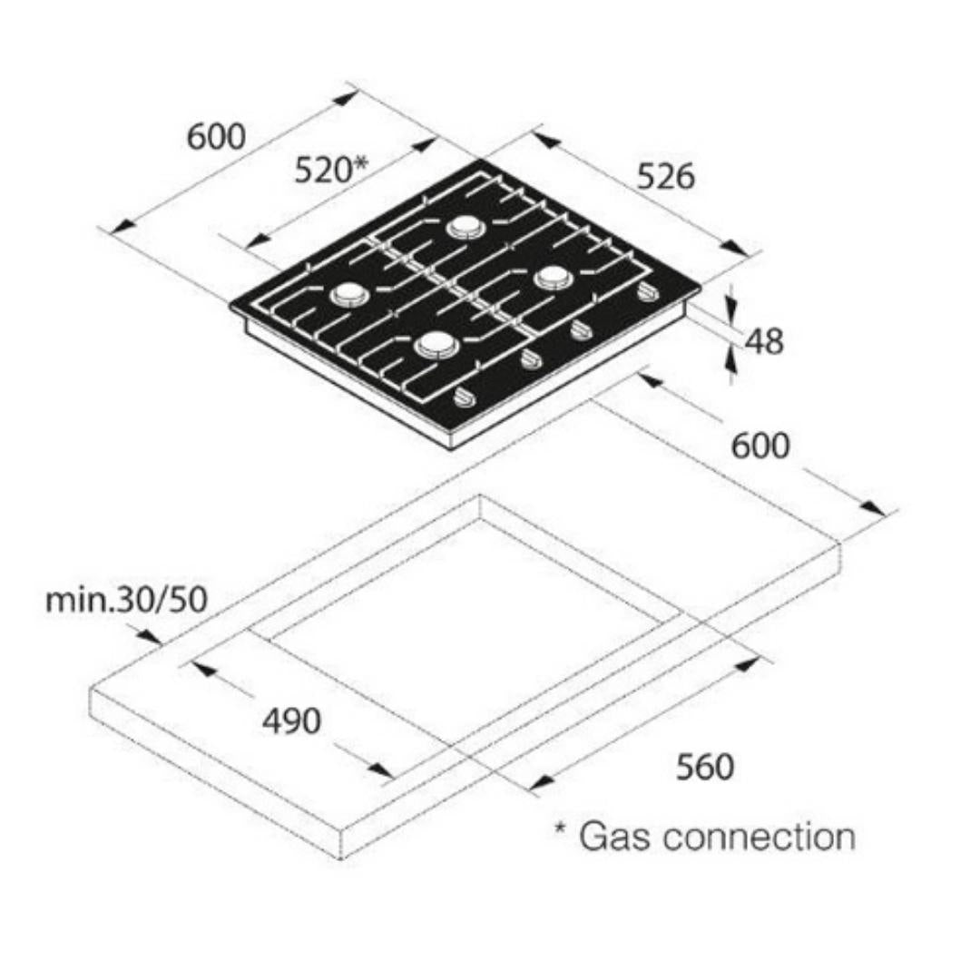 Asko 60 cm 4 Burner Hob Asko Series HG1666AB/S1
