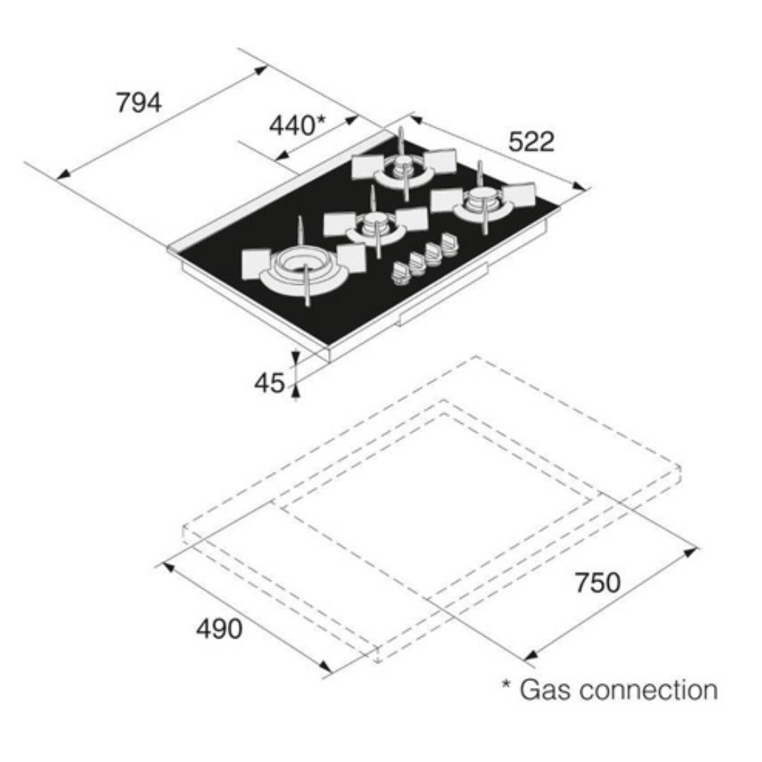 Asko 80 cm 4 Burner Hob Asko Series HG1825AB