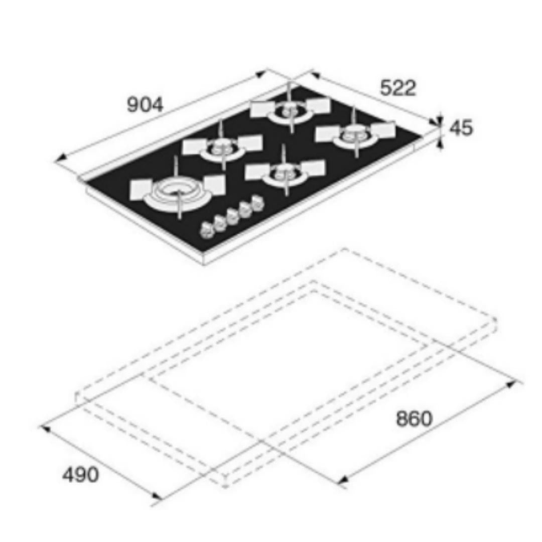 Asko 90 cm 5 Burner Hob Asko Series HG1935AB