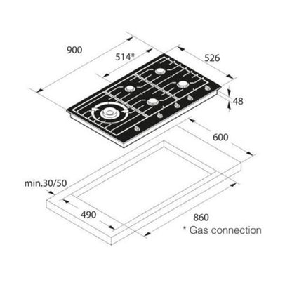 Asko 90 cm 5 Burner Hob Asko Series HG1986AB/S1