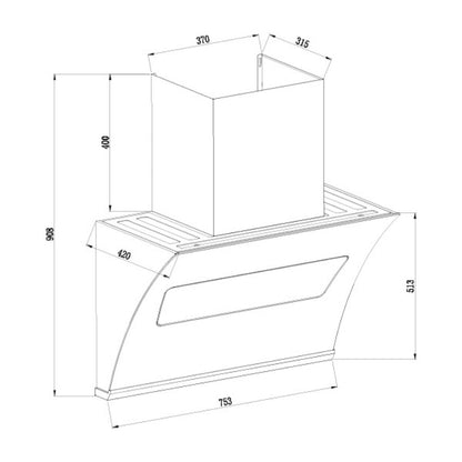 Hindware 75 cm Wall Mounted Chimney Auto Clean Hoods Series ESSENCE 75